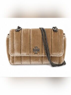 Tory Burch Pave Small Kira Mini Flap Quilted Velvet Shoulder Bag